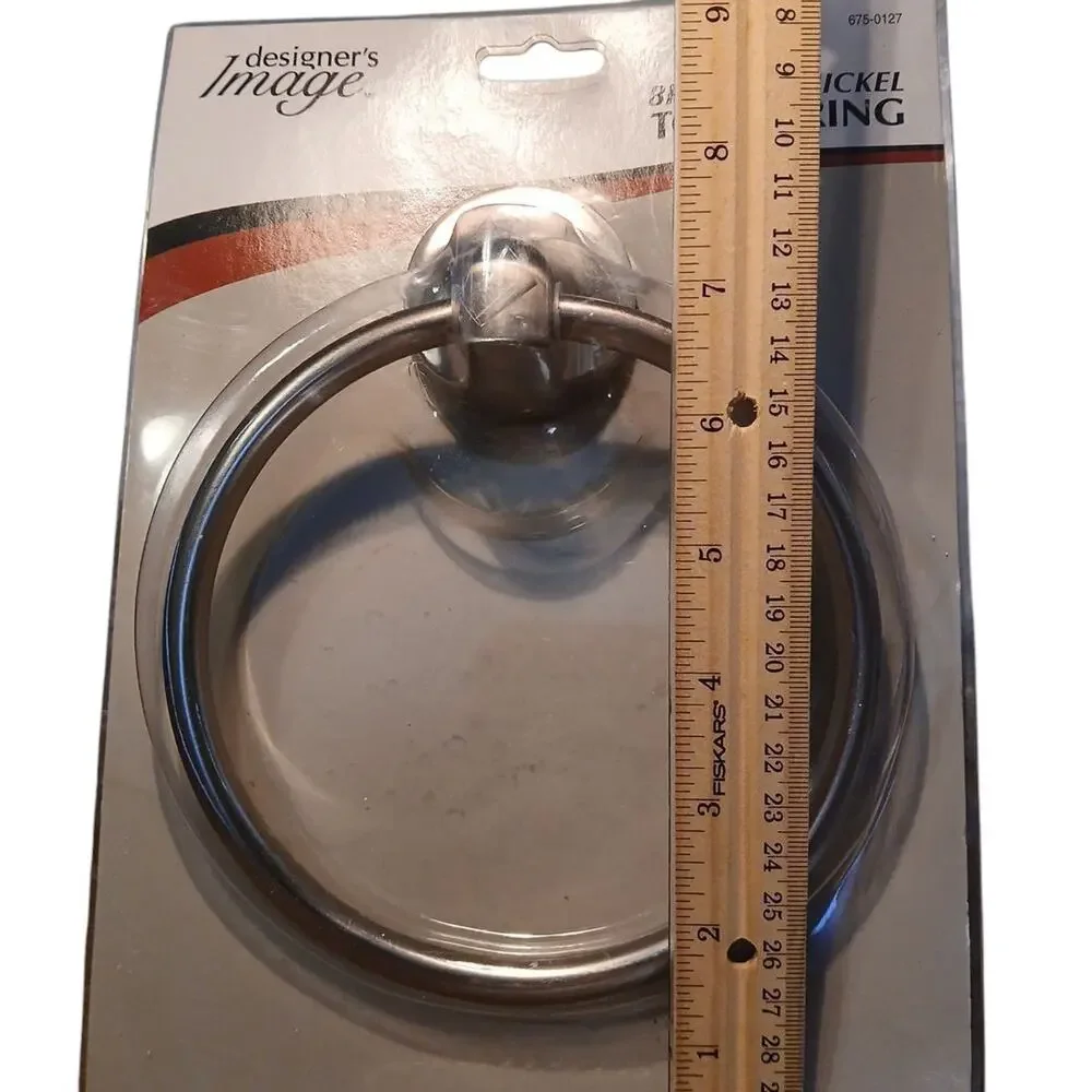 Designer's Image Brushed Nickel Wall Mounted Bathroom Towel Ring 675-0127‎ New
